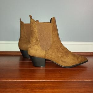Brown Qupid Suede Ankle Boots
